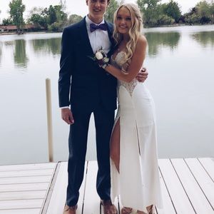 White lace prom dress